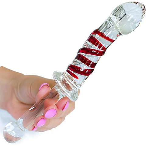 Plug anal XL de cristal con mango