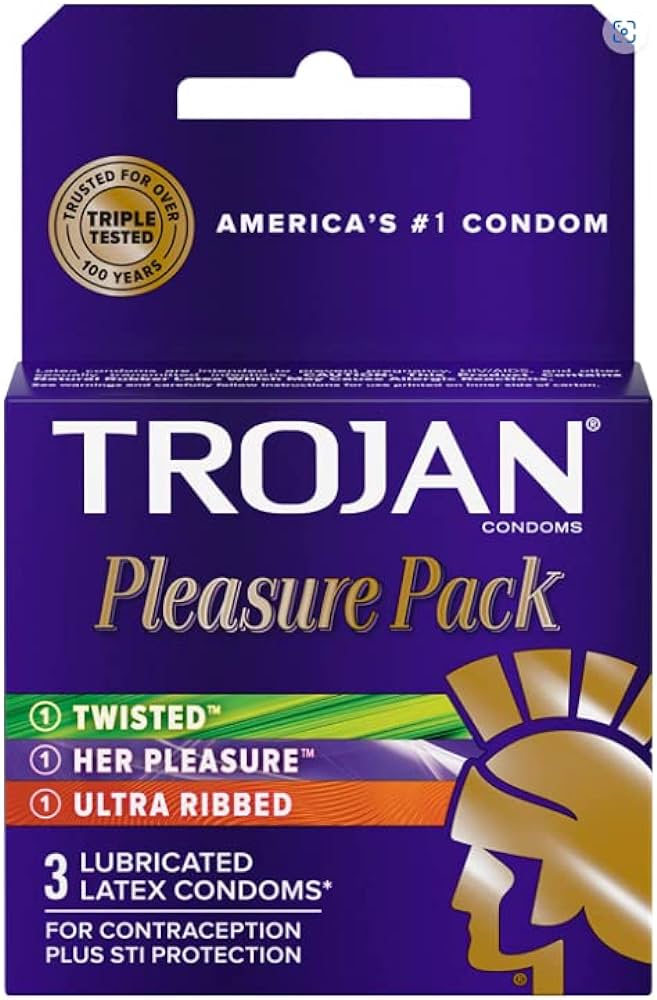 Trojan Pleasure Pack Preservativos Texturizados Látex Lubricados Surtidos 3 Unidades