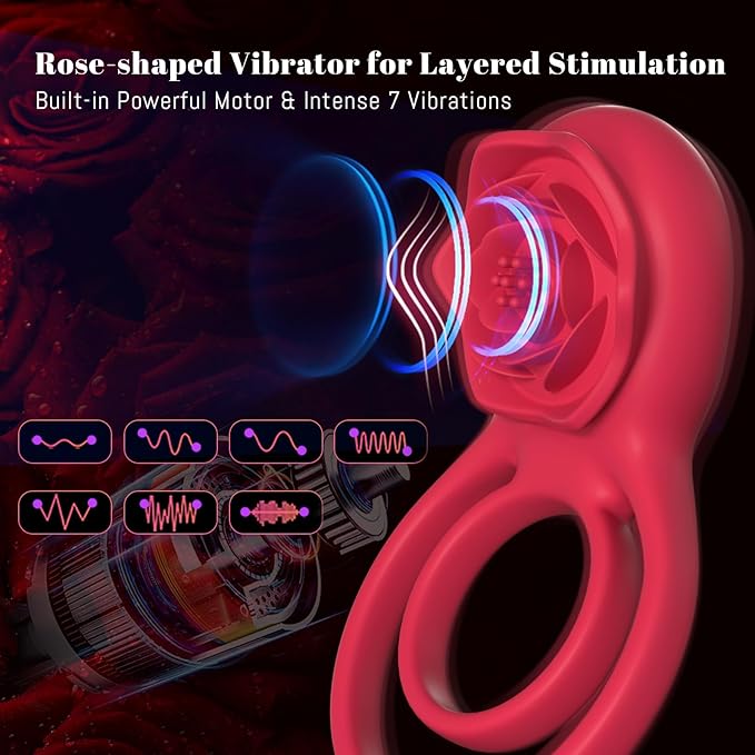 Anillo vibrador para el pene con estimulador de clítoris rosa,