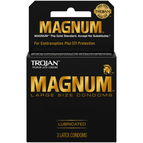 Condón Trojan Magnum tamaño grande lubricado paquete de 3