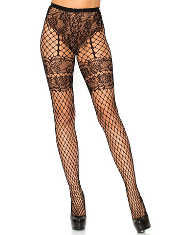 Leg Avenue French Cut Faux- Medias Negras de encaje