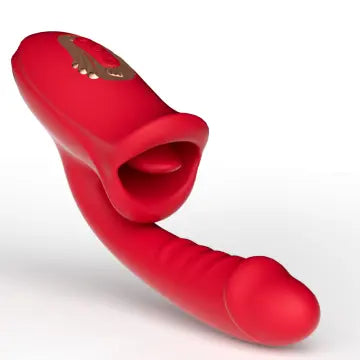 Consolador de empuje con lengua