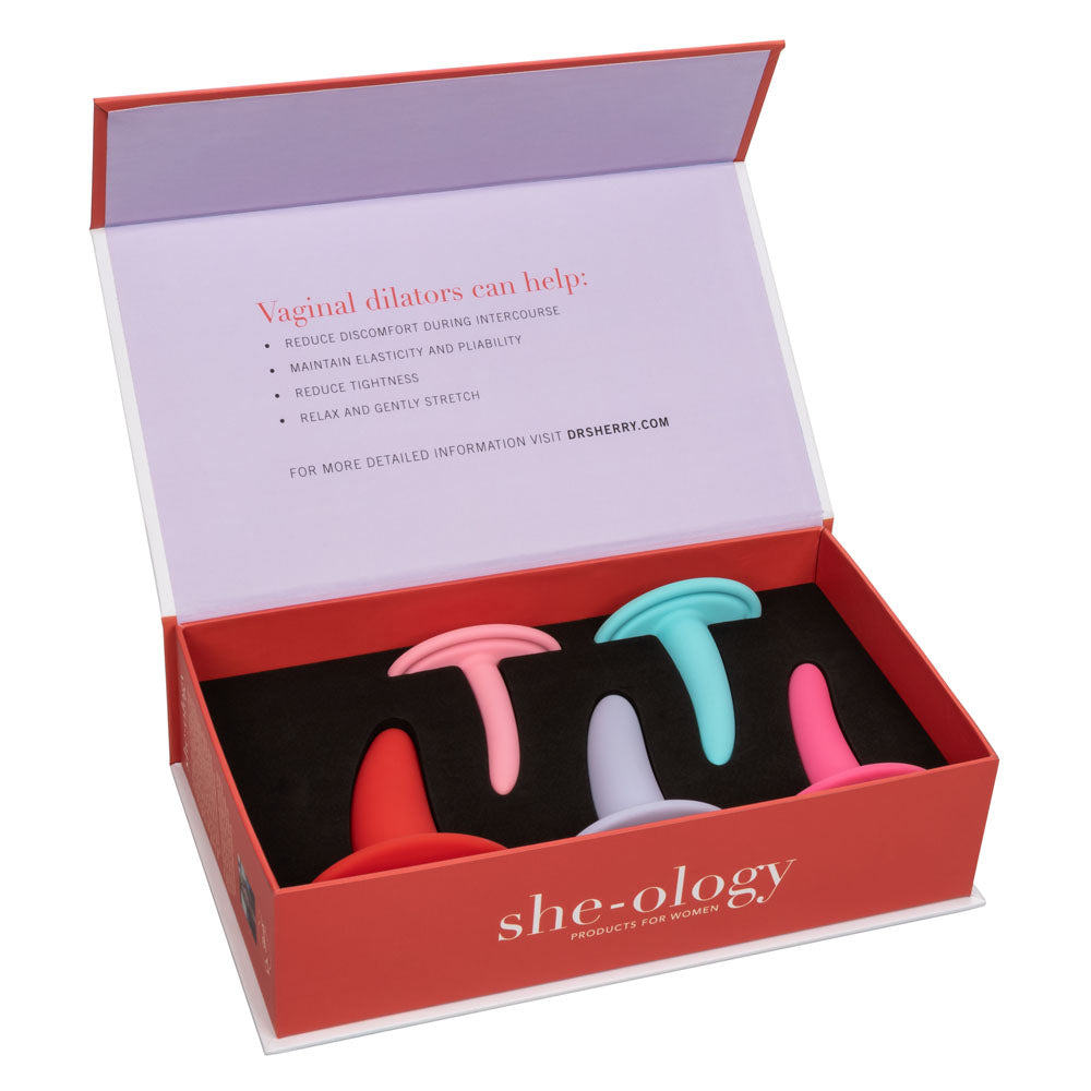 Dilatador vaginal portátil de silicona She-ology (5 por juego)