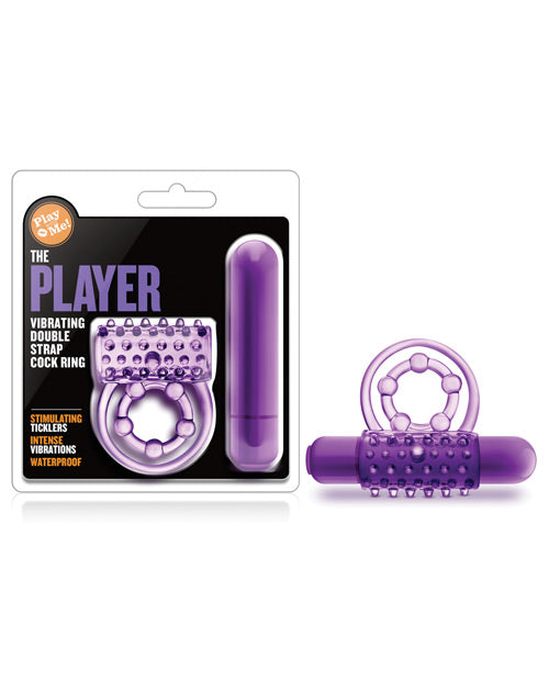 The Player Anillo vibrador para pene con correa doble - Púrpura