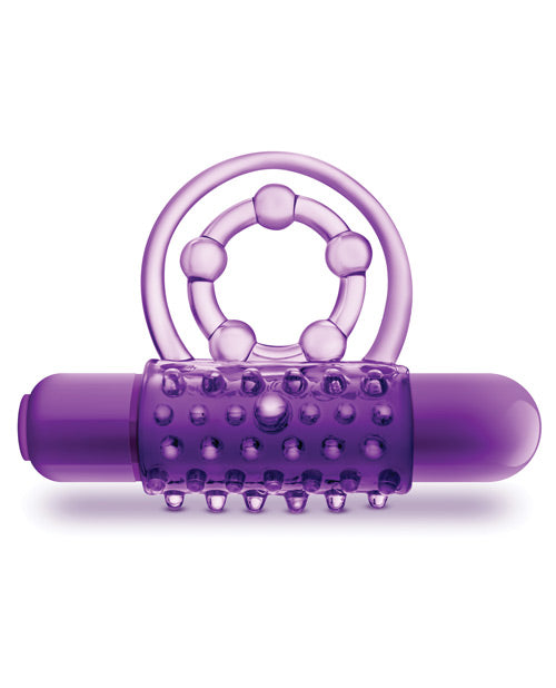 The Player Anillo vibrador para pene con correa doble - Púrpura